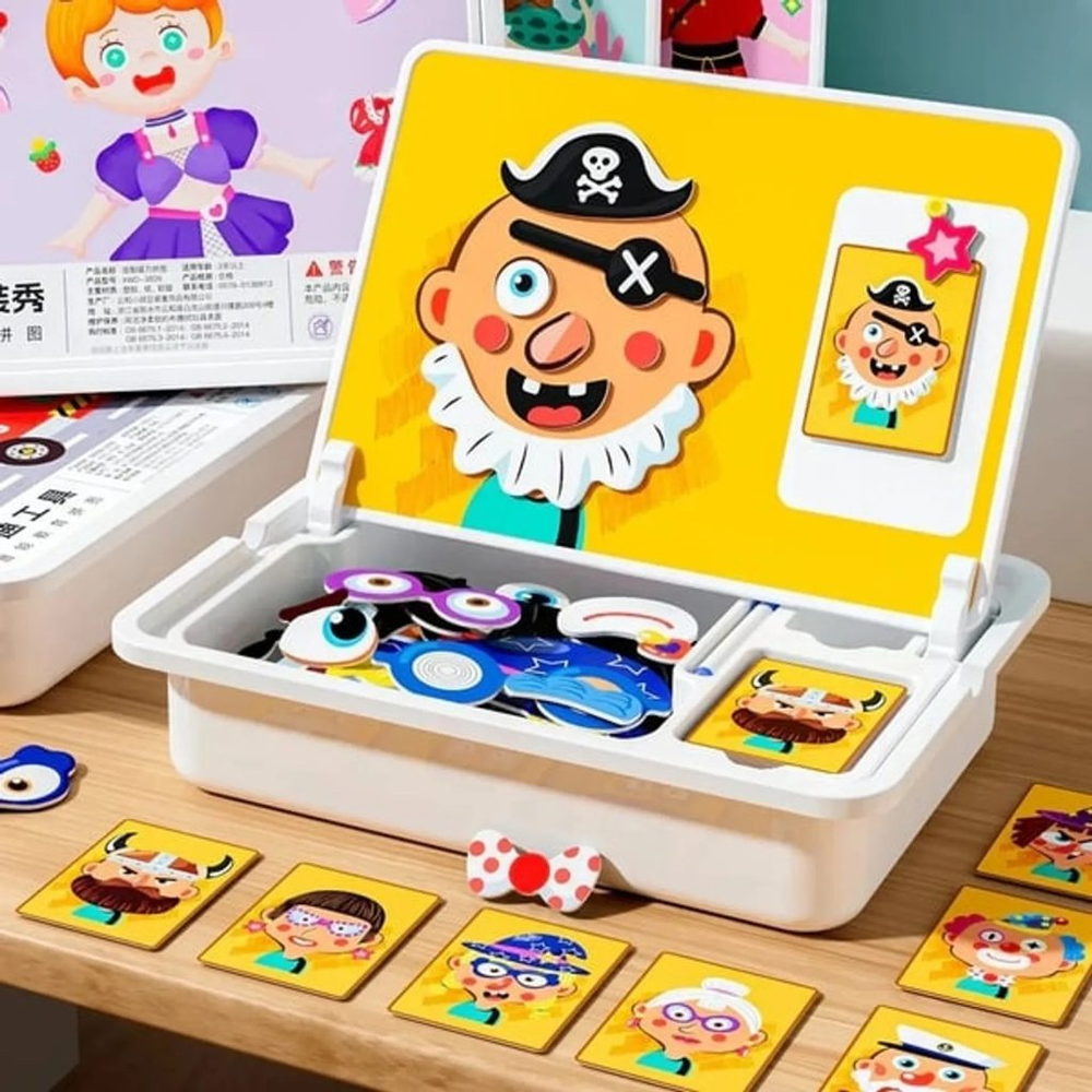 ✨HOT SALE 49% OFF💫Magnetic Puzzles Face Dress Up Travel Game Double Side Preschool Educational Learning Toy for Kids